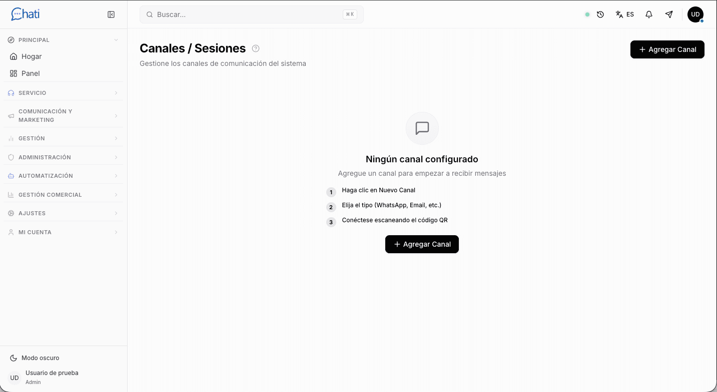 Agregar Canal